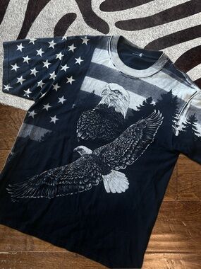 Vintage Art Unlimited Eagle American Flag Tee